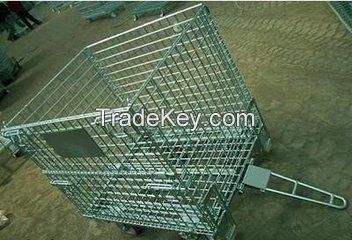 with traction rod stock storage cage , mesh container , warehoue box, wire basket(FOR MARKET OR WAREHOUSE)  manufacturer direct sales high qulity and low cost