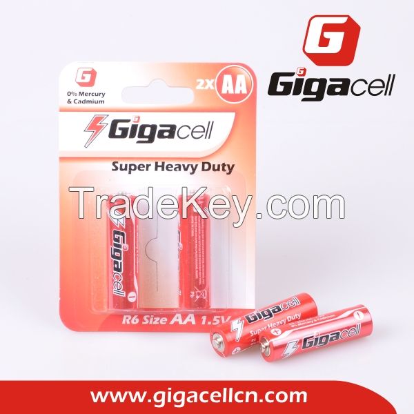 Size AA battery Carbon Zinc R6 dry cell battery