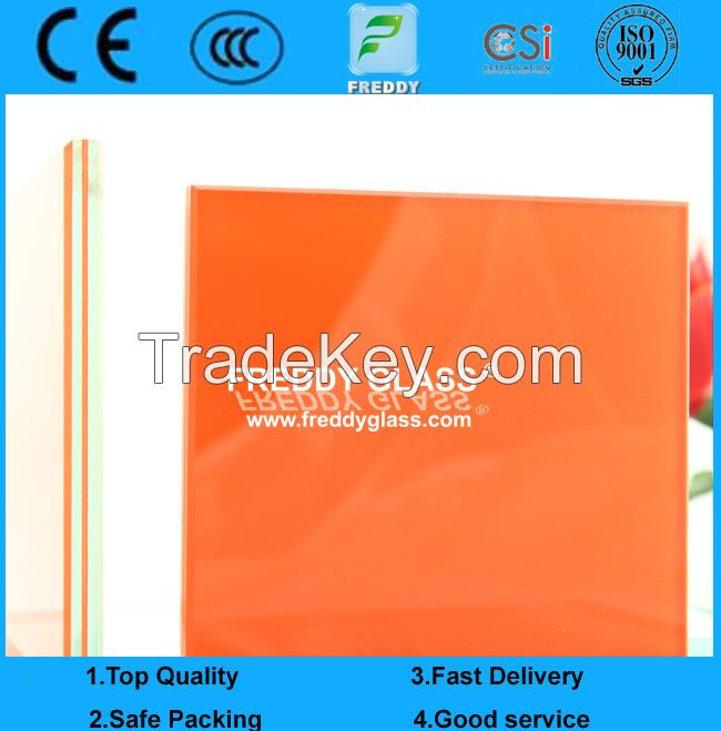 Dark Orange PVB Laminated Glass For Buliding