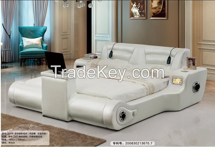 LF611 # modern leather music audio TV bed king size