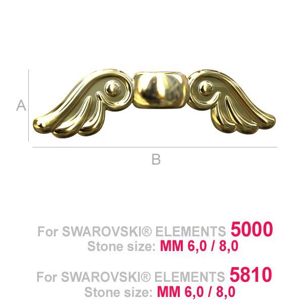 925 Sterling Silver Angel Wings Spacer Bead (rhodium, gold or rose plating available)