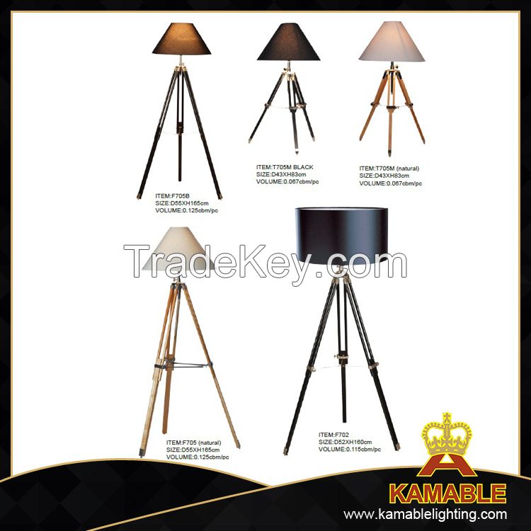 Contemporary decorative tripod wood floor lamp (F705B)