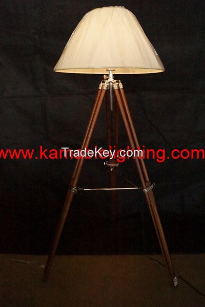 Contemporary decorative tripod wood floor lamp (F705B)