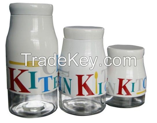 Wholesale glass storage canister jas 