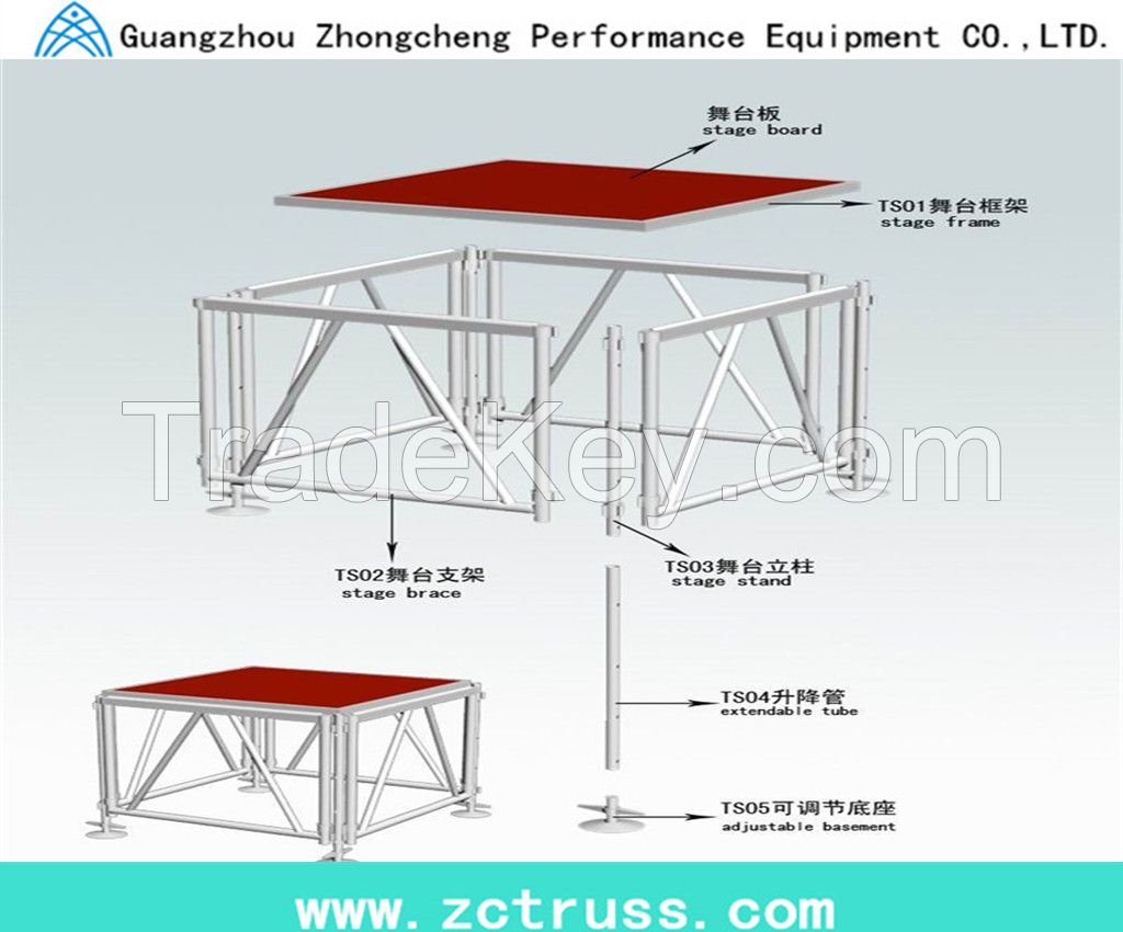 Adjustable Aluminum Plywood Stage