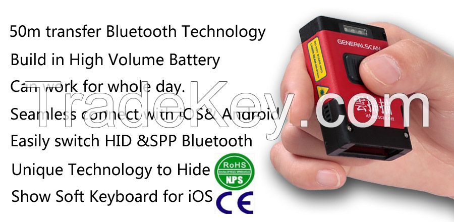 GSM300BT 2D Mini Bluetooth Barcode Scanner for IOS Android and IOS system