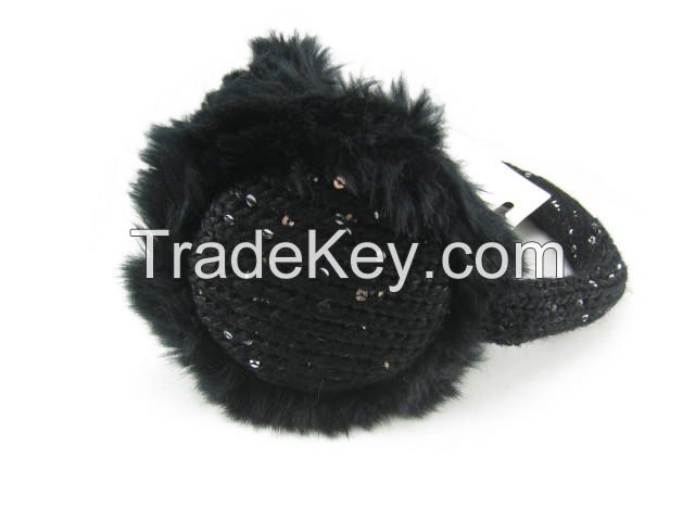 Fashion black bead knitted Ear muffs, For Promotion/gift,OEM/ODM Accepted