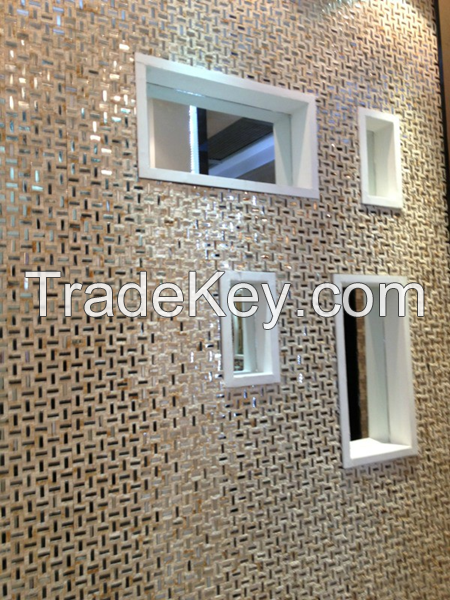 Golden stainless steel mix stone mosaic tile for sale 