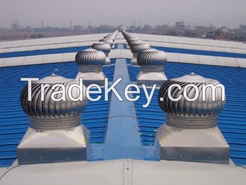 Wind force roof turbine ventilation