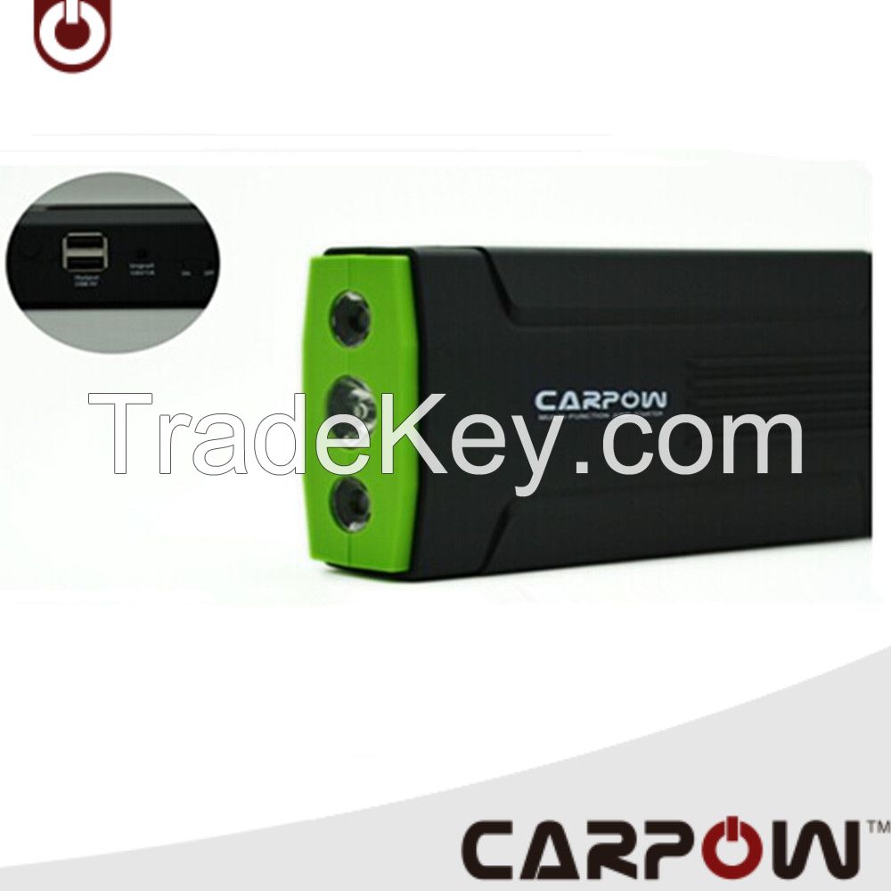 Multifunction car jump starter CARPOW 13600mAh with 3 lights lithium polymer car batteries car jump starter power bank