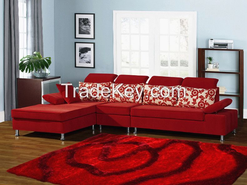 3D Design Shaggy Red Rose Shaped Area Rug For Bedroom