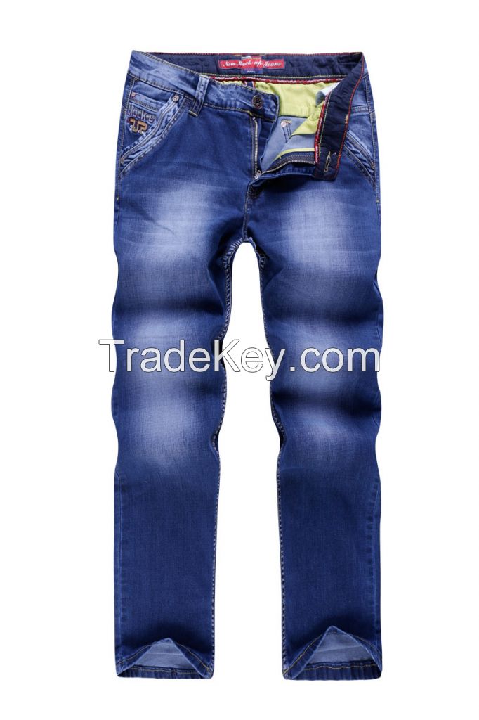 new style high paulity washing with whisker   men's jeans light indigo