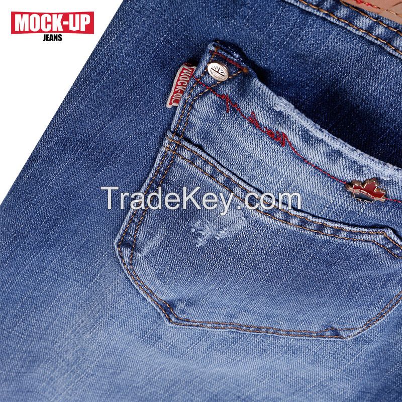 2015 new style stone washing with whisker/sandblast men&#039;s jeans straig