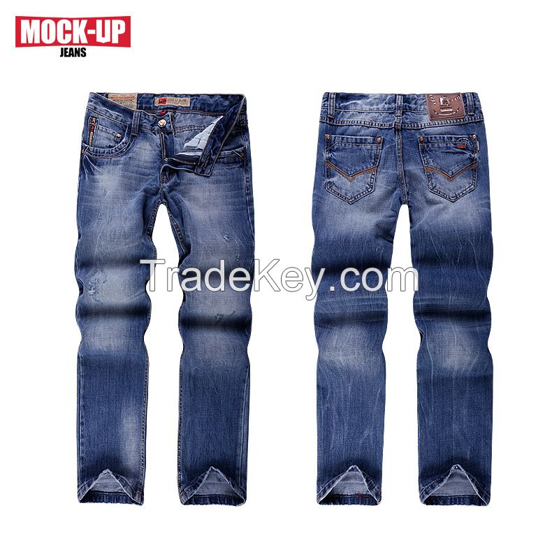 new style washing with whisker   men&#039;s jeans straight leg casual loose