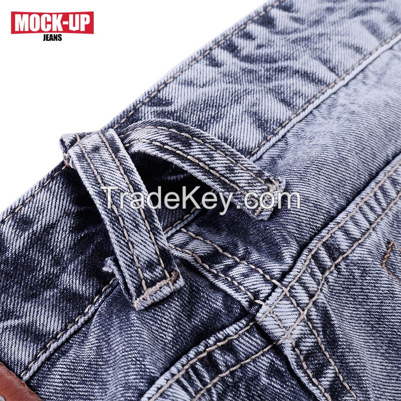 new style washing with whisker   men's jeans straight leg casual loose