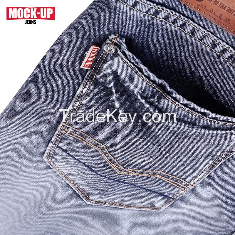 new style washing with whisker   men's jeans straight leg casual loose