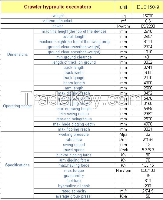 DLS160-9 Crawler Hydraulic Excavator
