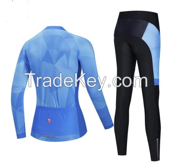 Fleece cycling jersey suit Long-sleeved cycling jersey suit autumn and winter for men and women