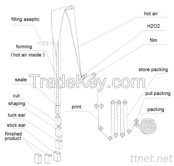 Aseptic brick shape carton filling machine