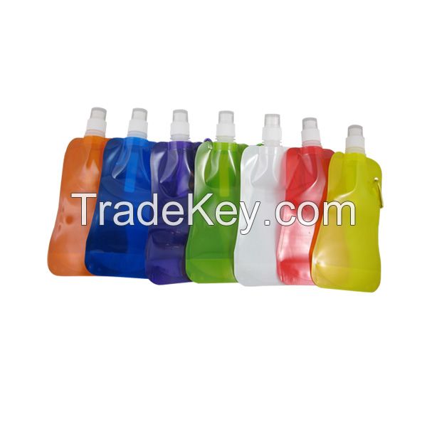 2015 Promotional item 450ml Gourd Shape Reusable Custom Collapsible Foldable Folding Water Bag Sport