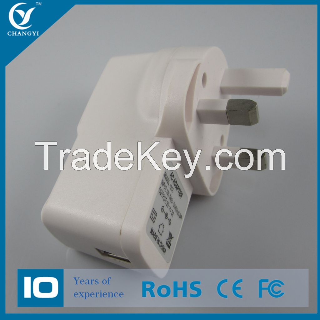 1A/ 1.2A 12V OEM USB Adapter with UK Plug Custom Adapter