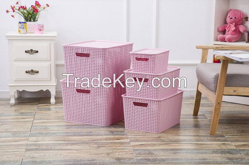 5 sizes Plastic Woven Pattern Storage Bin