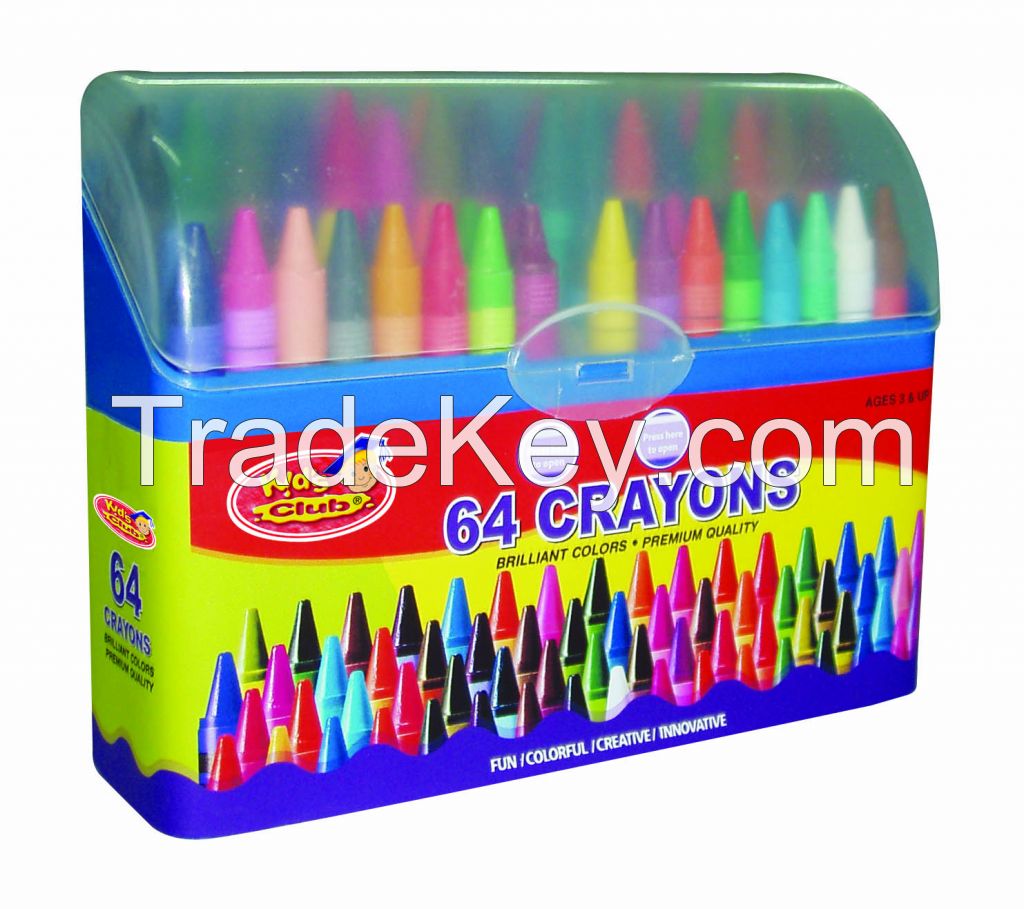  64 Crayons pack in PP plastic case