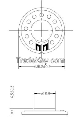 36mm mylar speaker supplier 8ohm 0.5W speaker DXI36N-B