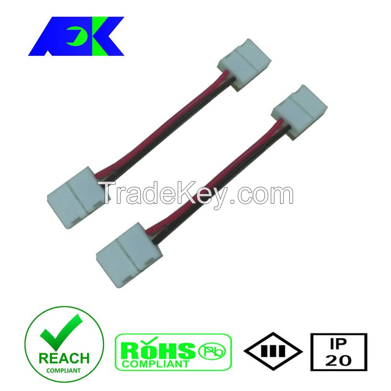 Solder-less, poke-in LED connector at both ends for 3528 LED strip lig