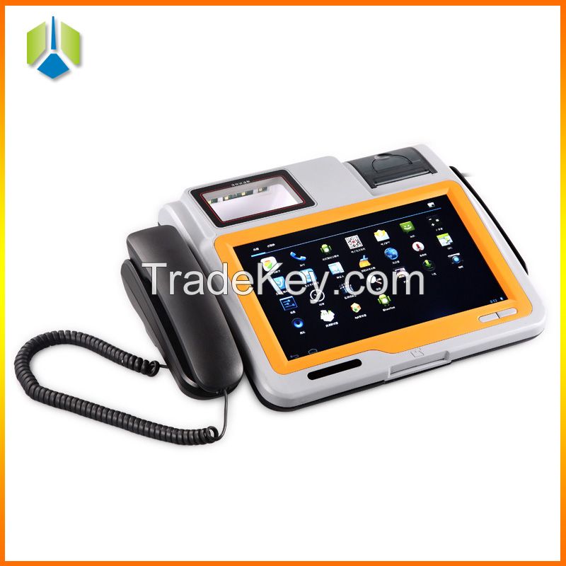 High quality android pos terminal with embedded receipt printer and bar code scanner