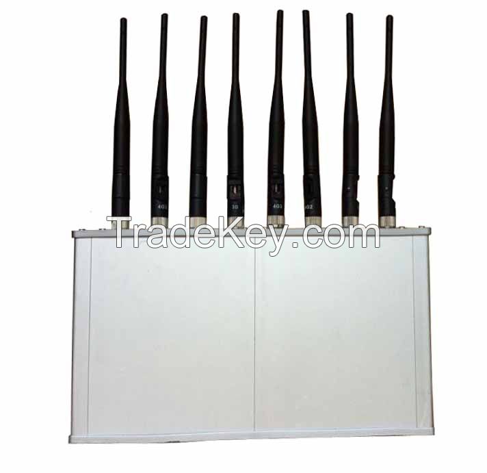 8 Antennas High Power 16W Mobile phone 3G 4G WiFi Jammer with Cooling