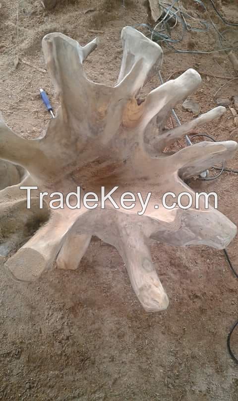 Reclaimed Teak Root Circular Coffe Table (80cm)