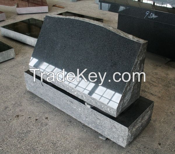 Dark Gray G654 Polished Cemetery Slant Marker Tombstone