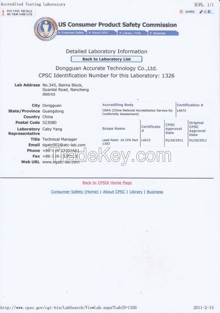 TUV/GS/UL/SAA/CE/ROHS certification and materials testing service