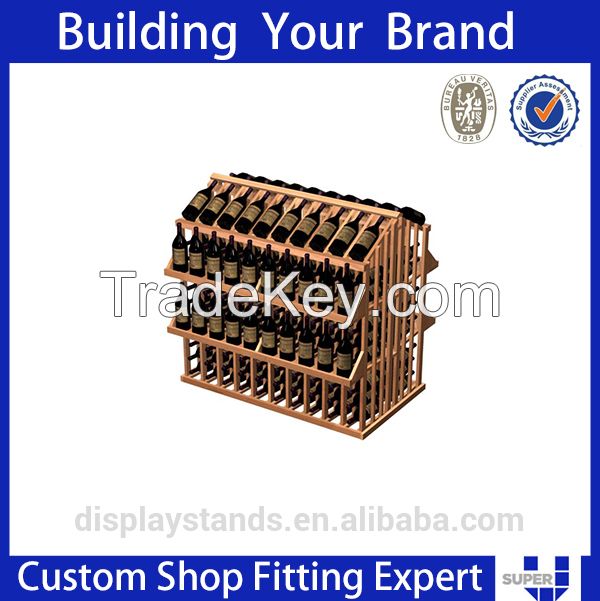 High quality solid wood wine bottle display rack