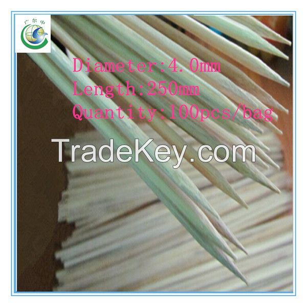 250x4.0mm  factory direct disposable bamboo skewer,bamboo stick