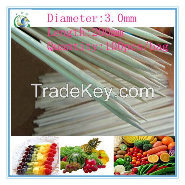 200x3.0mm high quality disposable bamboo skewer,bamboo stick