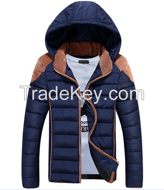 Men's Casual Fashion winter warm Fur Hooded Jackets Coats cotton-padded clothes