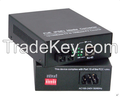 PoE(PSE) 10/100Base-TX to 100Base-FX  Power Over Ethernet Media Converter