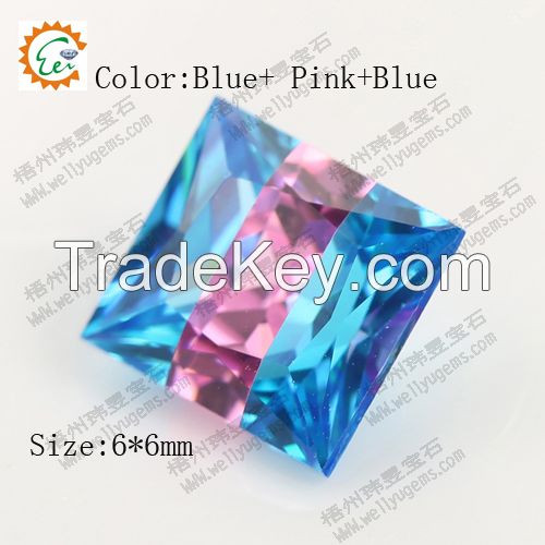 Multcolor Cubic zirconia  Princess AAA Cut