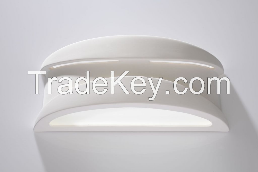 LYRA modern curved UP&amp;DOWN indoor light wall lamp cermamic WHITE paintable