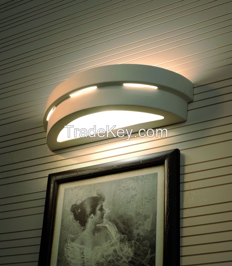 SIRIUS modern curved UP&amp;DOWN indoor light wall lamp cermamic WHITE paintable