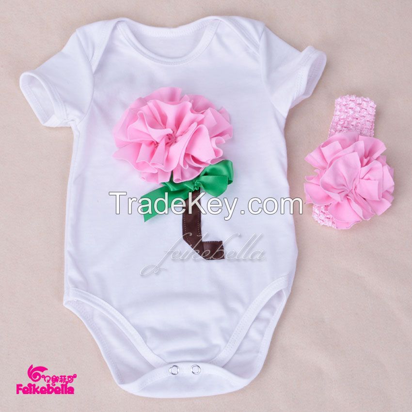 baby clothing romper with match ruffled pant baby suit and bow headband sets children clothes  3pcs