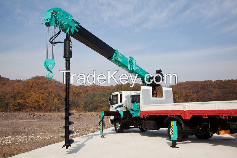 Auger attached crane