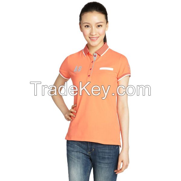 Chest Pocket Soft Cotton Blend Women Polo Shirt  3170208