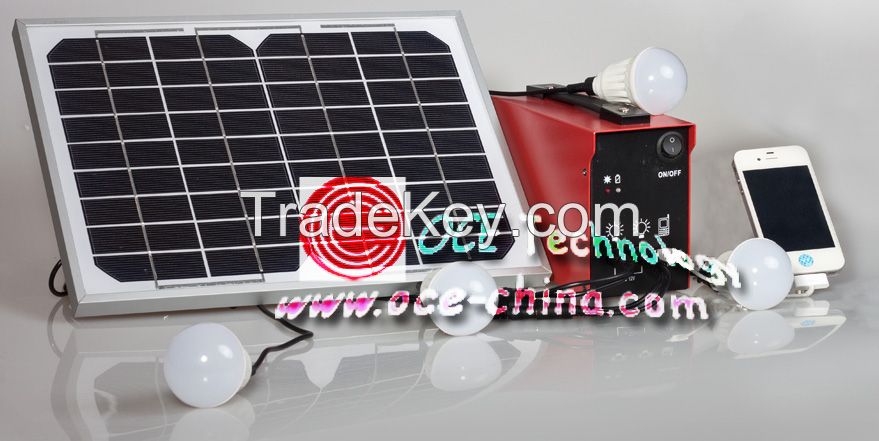 10 watt solar charger kit W/4 pcs led light bulb and backup battery