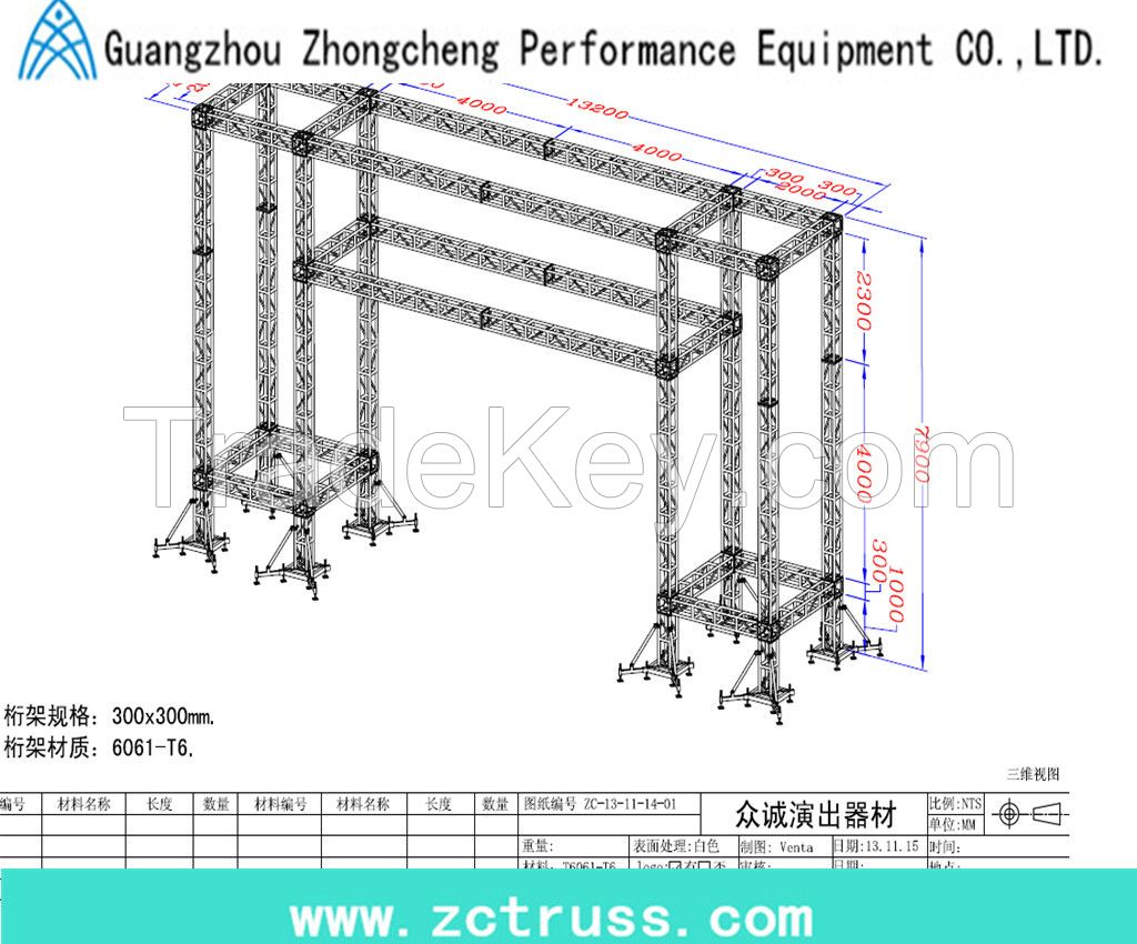 LED screen performance aluminum light stage screw truss