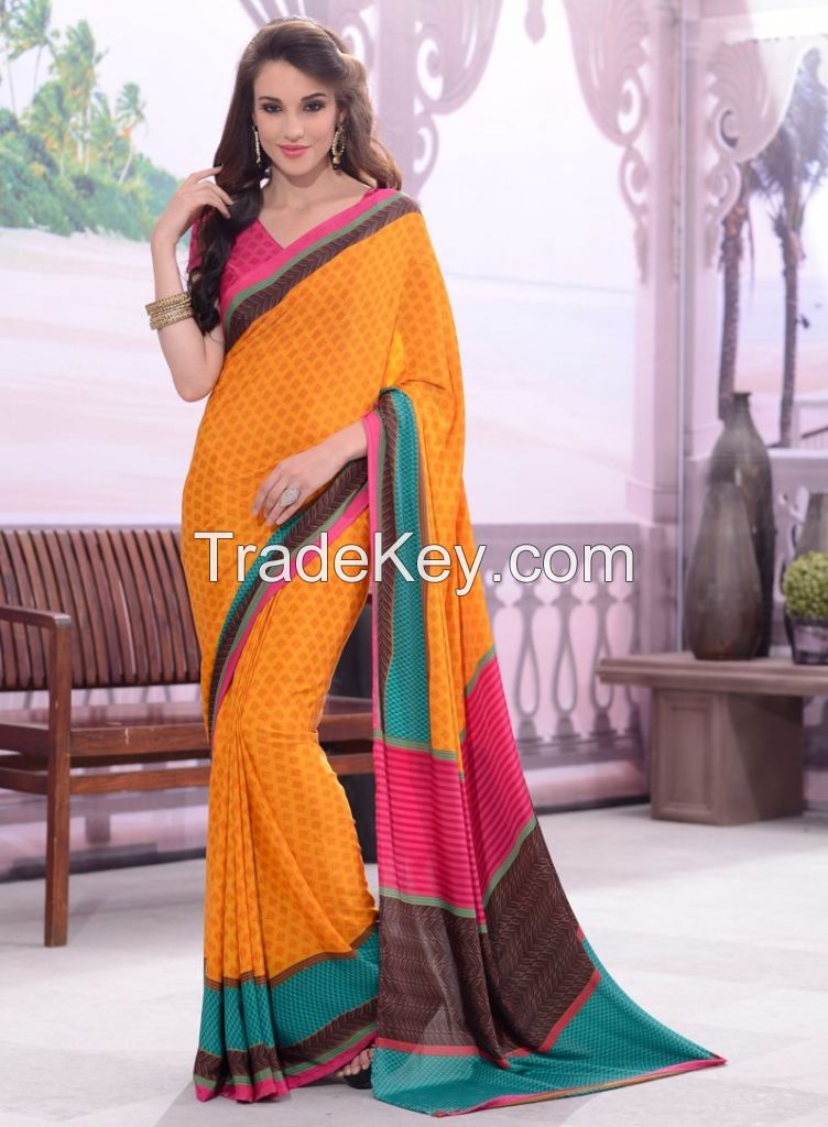 Crepe sarees for office wear