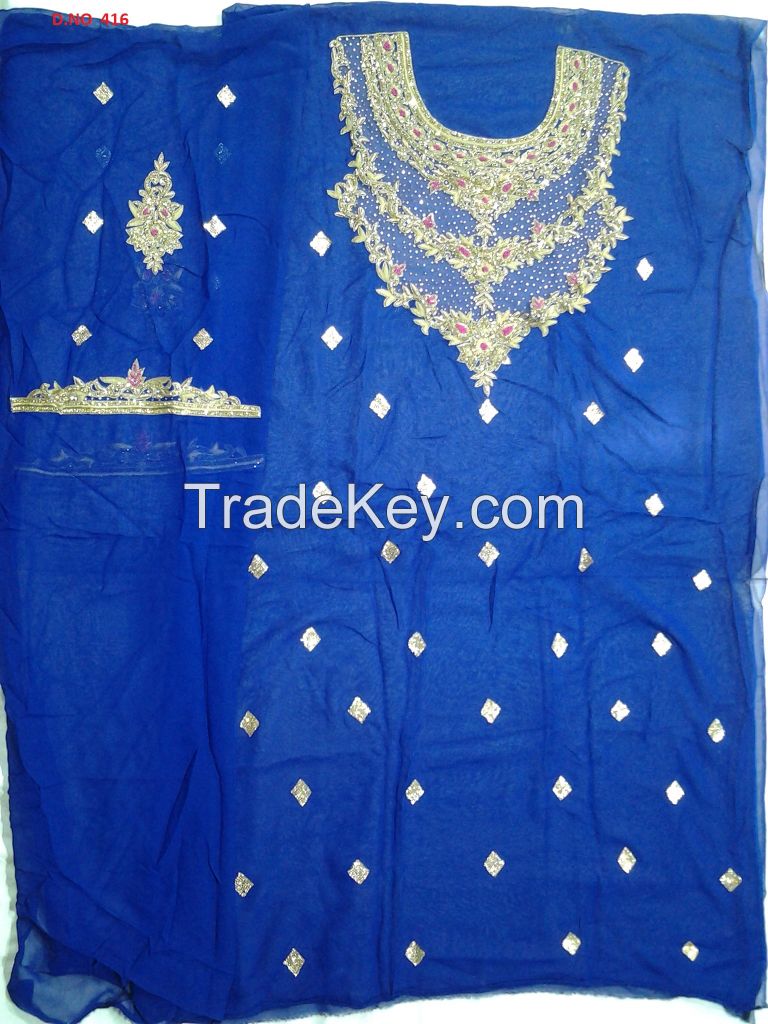 Indian unsticthed zari salwar suits