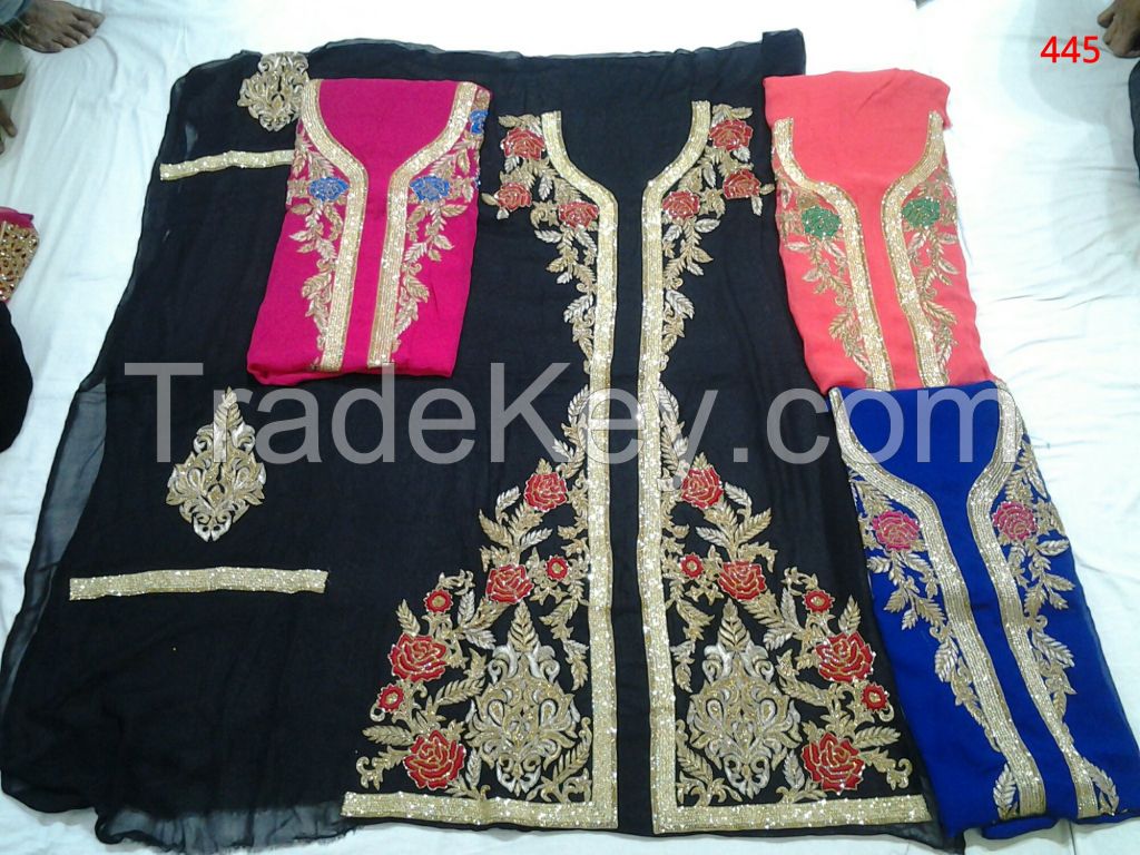 Indian unsticthed zari salwar suits